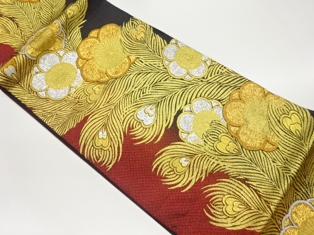 JAPANESE FUKURO OBI / WOVEN PEACOCK